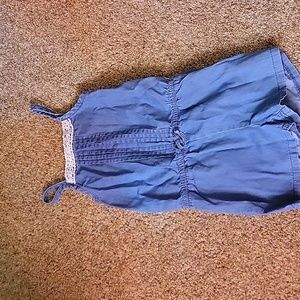 Childrens Place size 4T denim rompers with lace detail.
